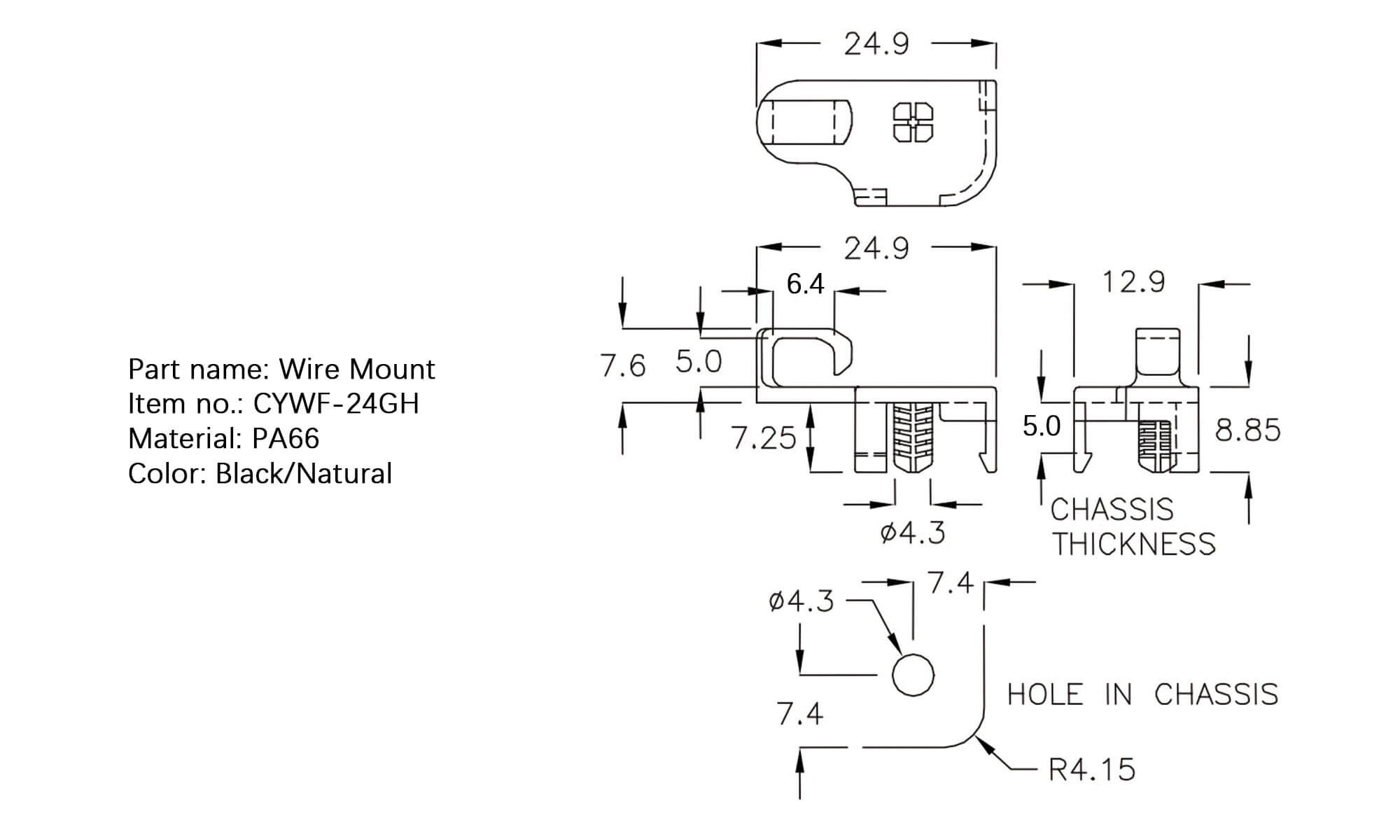 Plastic Wire Mount CYWT-24GH